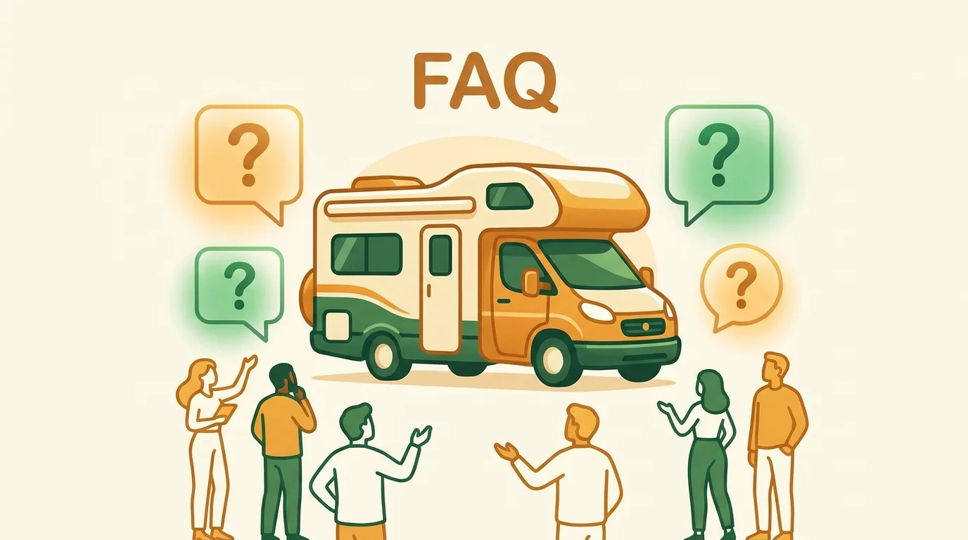 Illustration questions-reponses camping-car